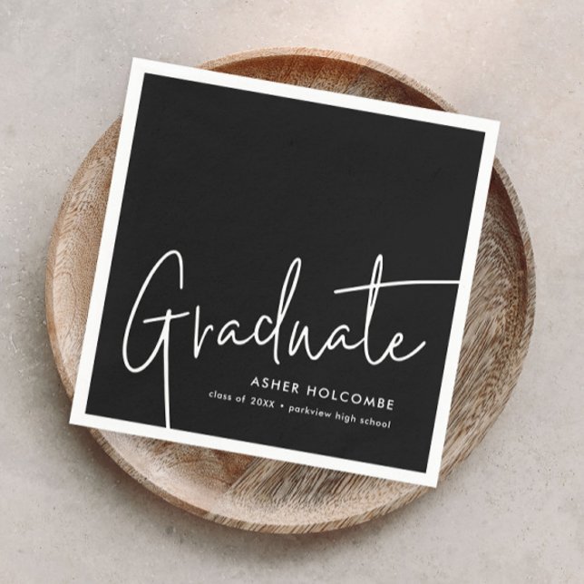 Servilleta De Papel Graduación simple de escritura moderna (Modern Graduate Script Simple Graduation Party Napkins.)