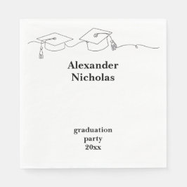 Servilleta De Papel Graduación Simple de Gemelos con Gorra y Borla