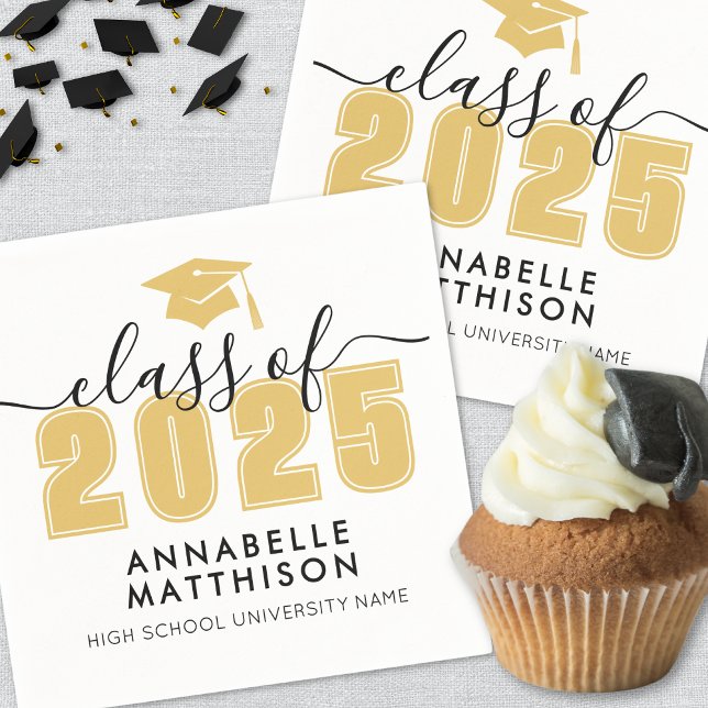 Servilleta De Papel Graduación simple de oro (Graduate Simple Gold Graduation Napkins)