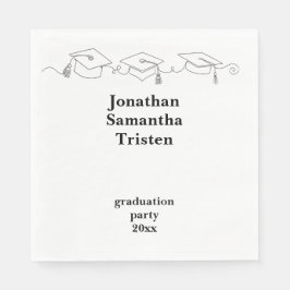 Servilleta De Papel Graduación Simple de Trillizos con Gorra y Borla