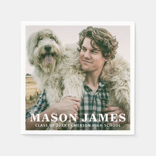 Servilleta De Papel Graduación simple fotográfica moderna (Anverso)