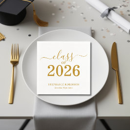 Servilleta De Papel Graduación Tipografía Script Oro Clase de 2026 