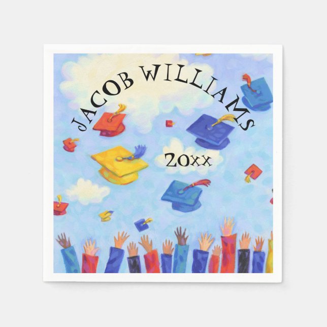 Servilleta De Papel Graduación Toss Añadir nombre y año (Anverso)
