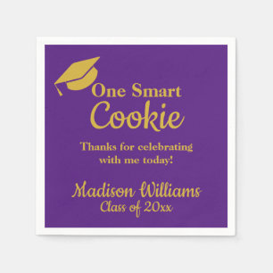 Servilleta De Papel Graduación Un Fiesta Smart Cookie Purple & Gold