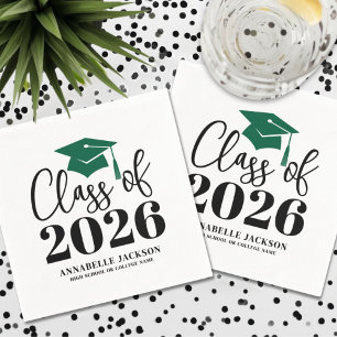 Servilleta De Papel Graduación Verde Personalizada