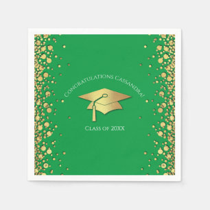 Servilleta De Papel Graduación Verde y Dorada