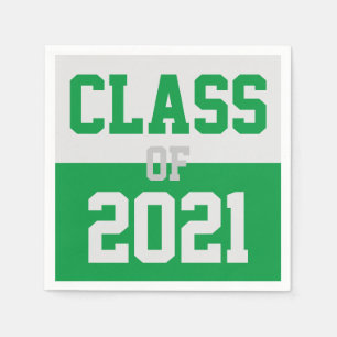 Servilleta De Papel Graduación verde y plateada de 2024