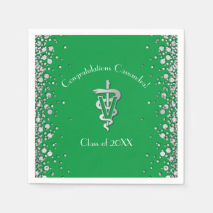 Servilleta De Papel Graduación Veterinaria Verde Plata