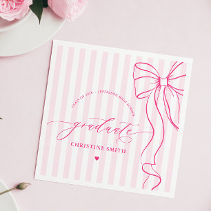 Servilleta De Papel Graduada con Lazo Rosa y Rayas