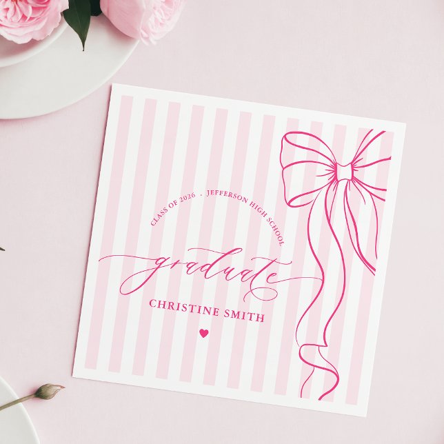 Servilleta De Papel Graduada con Lazo Rosa y Rayas (Subido por el creador)