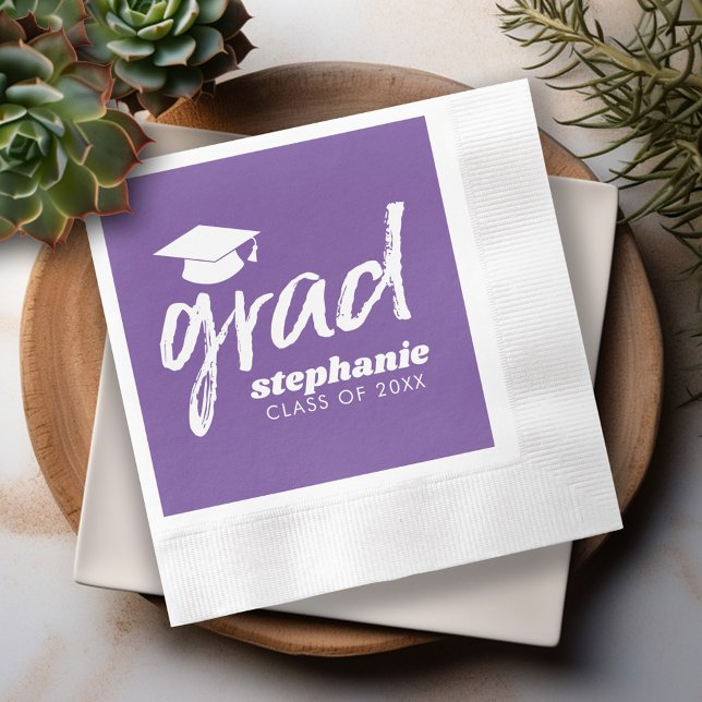 Servilleta De Papel Graduada Moderna Personalizada Grad Tendencia - Mo (Custom Graduation Napkins - Personalize these for the Grad Party)