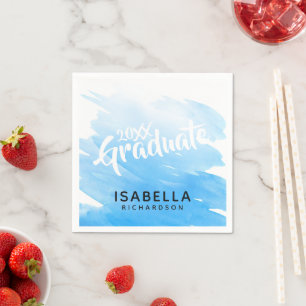 Servilleta De Papel Graduado 2026 Acuarela Ombre Azul