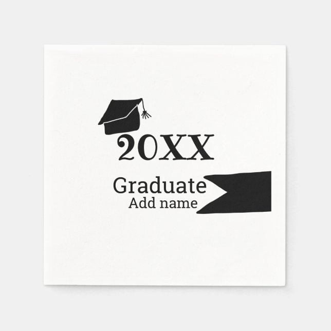 Servilleta De Papel Graduado 20XX gorra de graduación simple mínimo mo (Anverso)