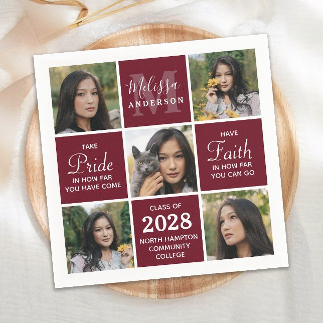 Servilleta De Papel Graduado 5 Collage de fotos Borgoña Graduación (Subido por el creador)
