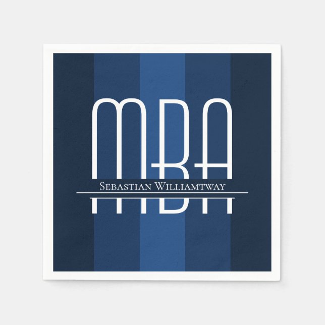 Servilleta De Papel Graduado Blue MBA Graduation Party (Anverso)