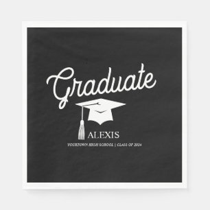 Servilleta De Papel Graduado Cap Black White Name Clase de