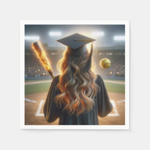 Servilleta De Papel Graduado chica con murciélago flamante y softball