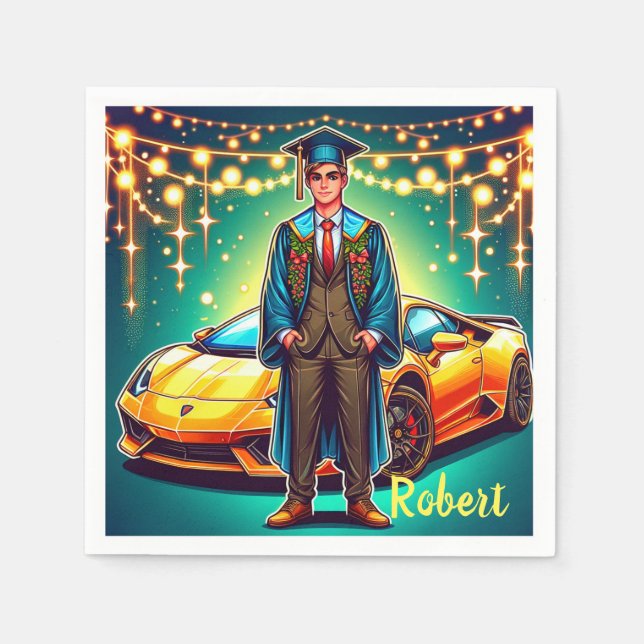 Servilleta De Papel Graduado Con Personalizado De Auto Rápido (Anverso)