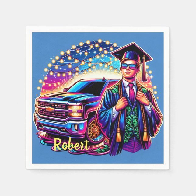 Servilleta De Papel Graduado Con Personalizado De Camión De Recogida (Anverso)