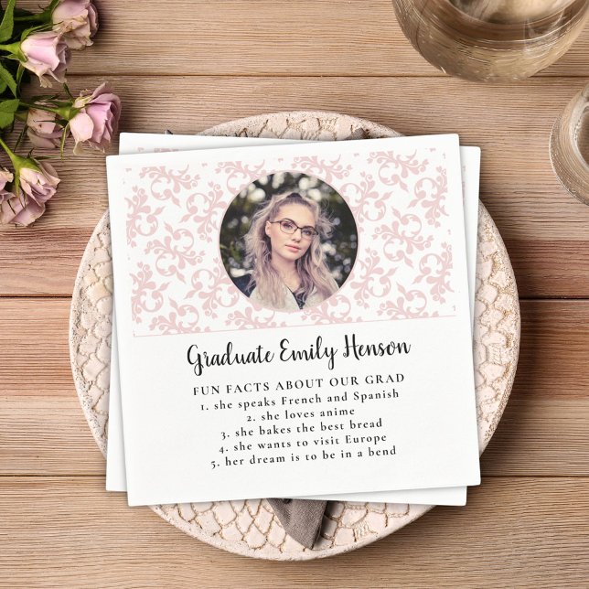 Servilleta De Papel Graduado De Foto De Graduado De Rococo Rosa Divert (Subido por el creador)