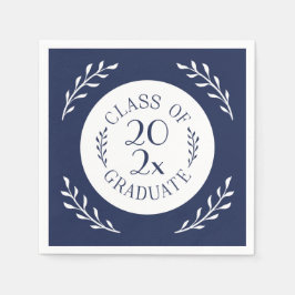 Servilleta De Papel Graduado de la Clase de 2026 Azul Marino Blanco Bo
