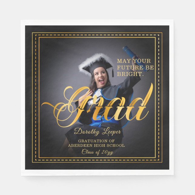 Servilleta De Papel GRADUADO. El toque dorado alegra tu futuro. (Anverso)