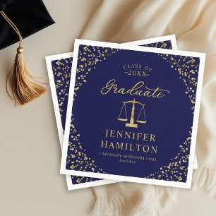 Servilleta De Papel Graduado Elegante Dorado Azul Graduación de Facult