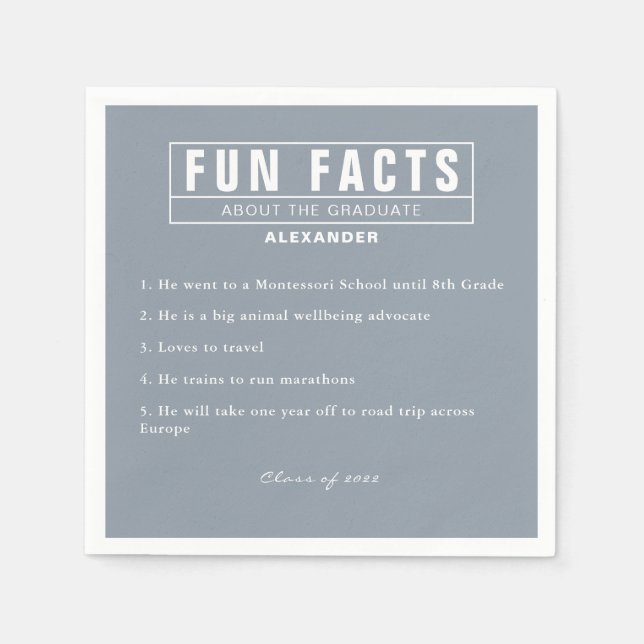 Servilleta De Papel Graduado Fun Facts Light Blue Paper (Anverso)