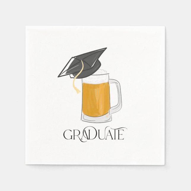 Servilleta De Papel Graduado Graduado Grad Cap Beer (Anverso)