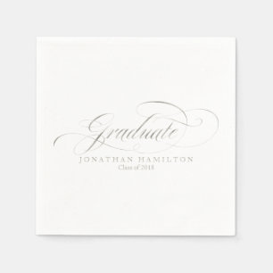 Servilleta De Papel Graduado Hoja de Plata Caligrafía Elegante Graduac