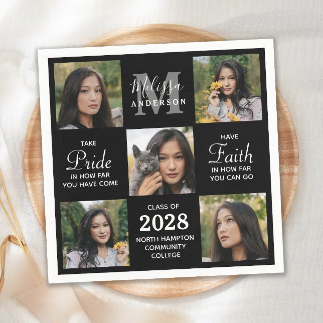 Servilleta De Papel Graduado moderno 5 Collage de fotos Graduación (Subido por el creador)