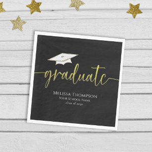 Servilleta De Papel Graduado Moderno y Simple Gold Graduation Cap