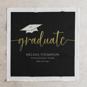 Servilleta De Papel Graduado Moderno y Simple Gold Graduation Cap