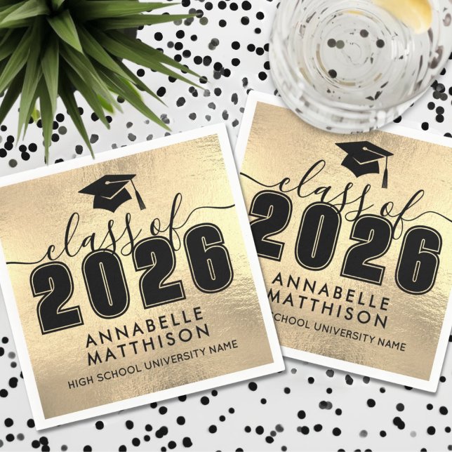 Servilleta De Papel Graduado Oro Graduación (Graduate Gold Graduation Napkins)