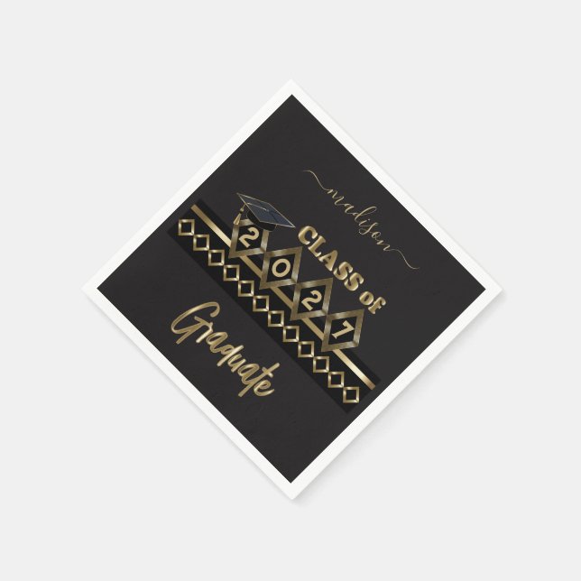 Servilleta De Papel Graduado personalizado: negro y oro (Borde)