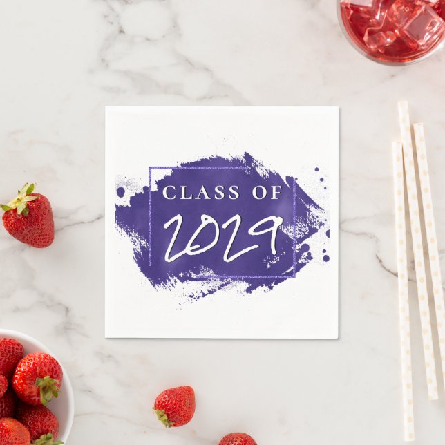 Servilleta De Papel Graduado Pintado | Salpicadura de Pincelada Violet (In situ)