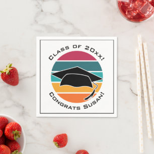 Servilleta De Papel Graduado Retro Graduado Cap Mortarboard