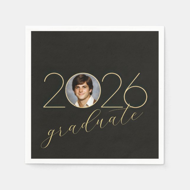 Servilleta De Papel Graduate 2026 Photo Frame on Black (Anverso)