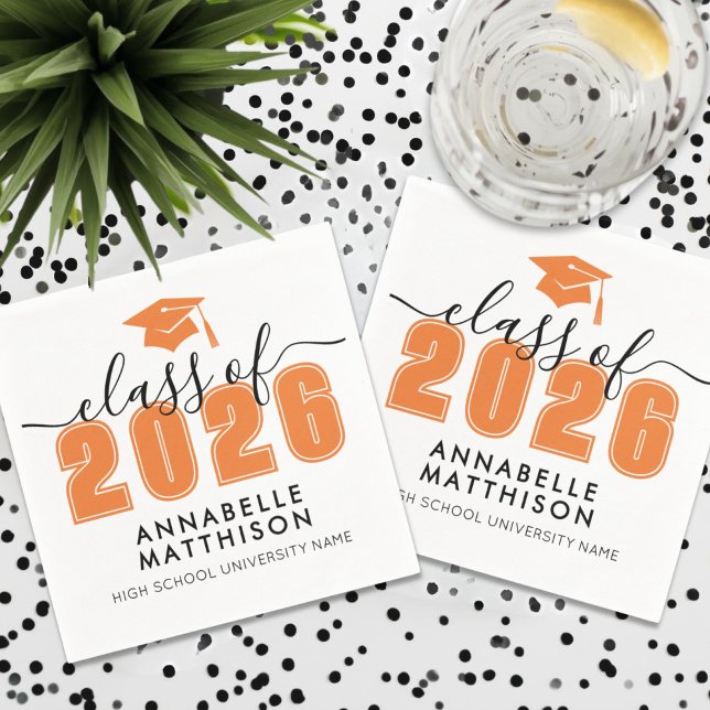 Servilleta De Papel Graduate Orange Graduation (Graduate OrangeGraduation Napkins)