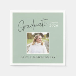 Servilleta De Papel Graduate Photo Modern Script Graduation Party
