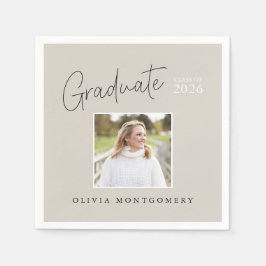 Servilleta De Papel Graduate Photo Modern Script Graduation Party