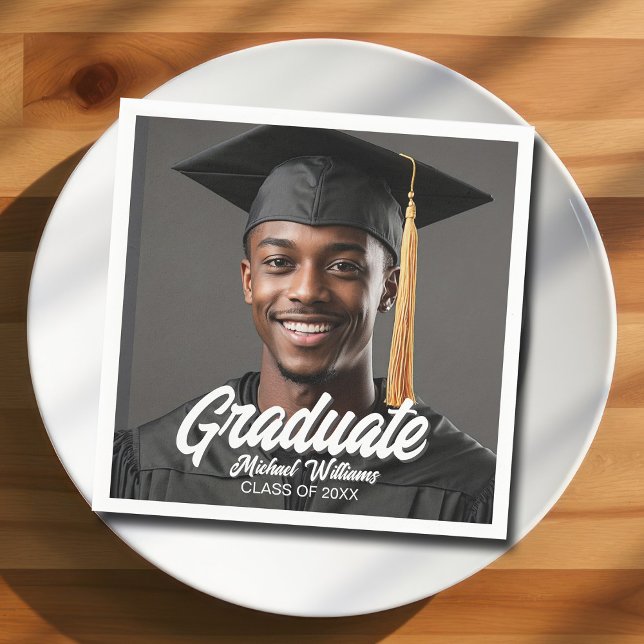 Servilleta De Papel Graduate Photo w Bold Script Graduation Party (Subido por el creador)