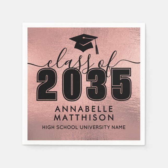 Servilleta De Papel Graduate Rose Gold Graduation (Anverso)