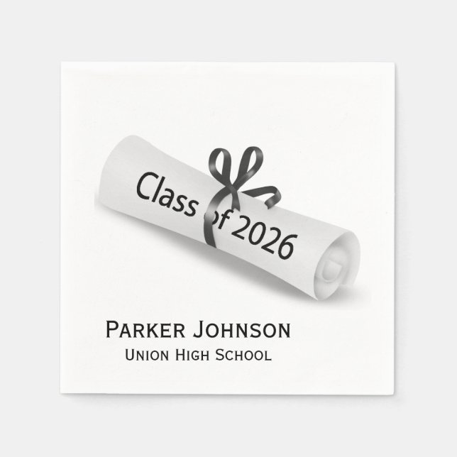 Servilleta De Papel Graduation 2026 Diploma On White (Anverso)