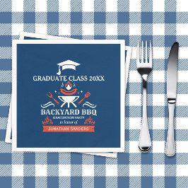 Servilleta De Papel Graduation BBQ Backyard Navy Blue