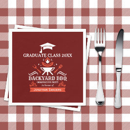 Servilleta De Papel Graduation BBQ Party Backyard Red Background