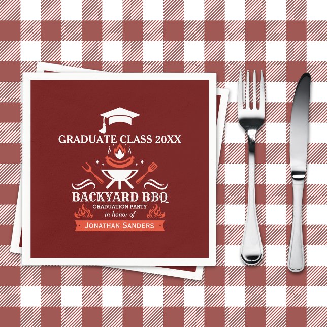 Servilleta De Papel Graduation BBQ Party Backyard Red Background (Subido por el creador)