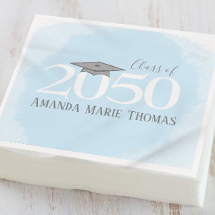 Servilleta De Papel Graduation Modern Minimalist Mortarboard Blue