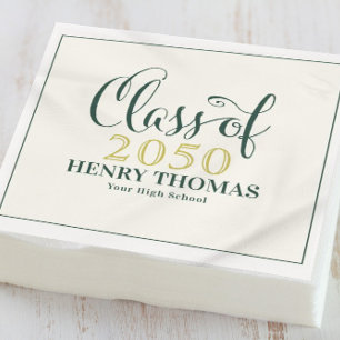 Servilleta De Papel Graduation Modern Minimalist Script Class Of Green