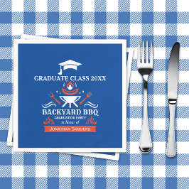 Servilleta De Papel Graduation Party BBQ Backyard Blue
